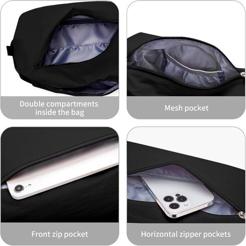 Small Gym Bag, Stylish Compact Sports Bag, Mini Duffle Bag, Nylon Crossbody Bags for Women Men, Weekender Bags, Suitable For Gym Work Fitness Yoga Travel 3 in 1 Sling Bags (Black) in Saudi Arabia