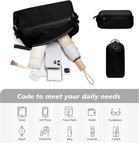 Small Gym Bag, Stylish Compact Sports Bag, Mini Duffle Bag, Nylon Crossbody Bags for Women Men, Weekender Bags, Suitable For Gym Work Fitness Yoga Travel 3 in 1 Sling Bags (Black) in Saudi Arabia