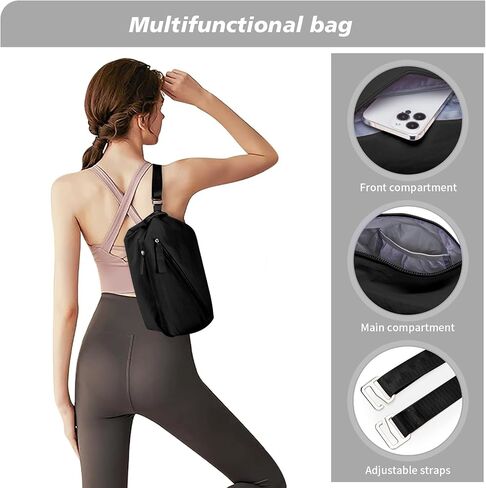 Small Gym Bag, Stylish Compact Sports Bag, Mini Duffle Bag, Nylon Crossbody Bags for Women Men, Weekender Bags, Suitable For Gym Work Fitness Yoga Travel 3 in 1 Sling Bags (Black) in Saudi Arabia