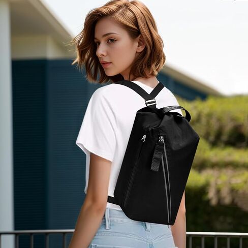 Small Gym Bag, Stylish Compact Sports Bag, Mini Duffle Bag, Nylon Crossbody Bags for Women Men, Weekender Bags, Suitable For Gym Work Fitness Yoga Travel 3 in 1 Sling Bags (Black) in Saudi Arabia