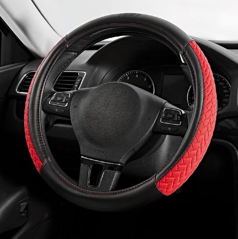 Skechers Steering Wheel Cover,Max Cushioning Leather Steering Wheel Cover Universal Fit 14" 1/2-15" Car Wheel Protector for Men Women Fit Suvs,Vans,Sedans,Car,Trucks,Black in Kuwait