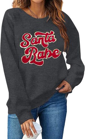 FLOYU Christmas Sweatshirt for Women Santa Babe Pullover Christmas Season Sweater Crewneck Christmas Apparel in Saudi Arabia
