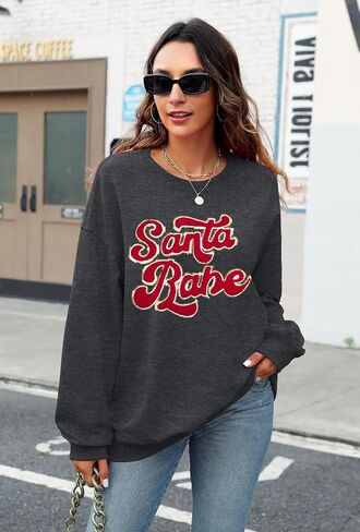 FLOYU Christmas Sweatshirt for Women Santa Babe Pullover Christmas Season Sweater Crewneck Christmas Apparel in Saudi Arabia