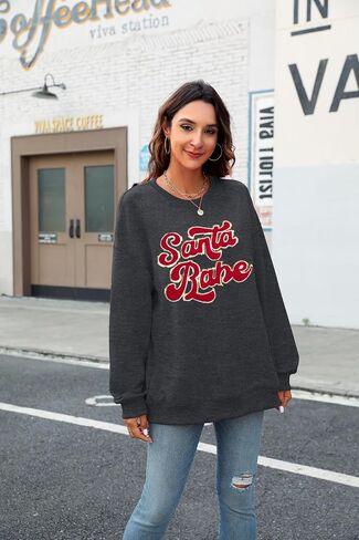 FLOYU Christmas Sweatshirt for Women Santa Babe Pullover Christmas Season Sweater Crewneck Christmas Apparel in Saudi Arabia