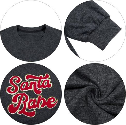 FLOYU Christmas Sweatshirt for Women Santa Babe Pullover Christmas Season Sweater Crewneck Christmas Apparel in Saudi Arabia