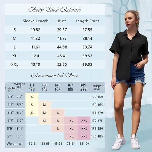 Womens Casual Cotton Linen Button Down Short Sleeve Shirts Solid Summer Beach Blouses Tops with Pocket in Saudi Arabia