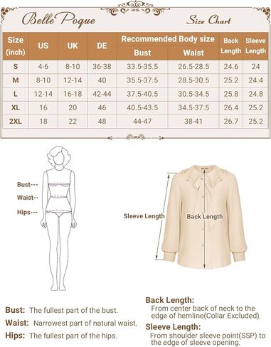 Belle Poque المرأة ربطة القوس فيونكة الرقبة الكشكشة القمم كم طويل الأعمال بلايز عادية خمر الفيكتوري بلوزة بلايز in Kuwait