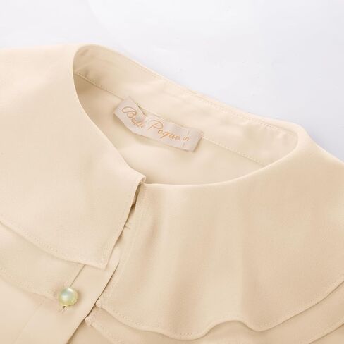 Belle Poque المرأة ربطة القوس فيونكة الرقبة الكشكشة القمم كم طويل الأعمال بلايز عادية خمر الفيكتوري بلوزة بلايز in Kuwait