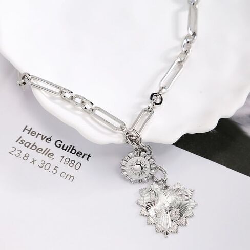Chunky Gold Necklace for Women Girls Trendy 18K Gold Sun Pendant Necklaces Heart Choker Necklace Coquette Love Jewelry in Saudi Arabia