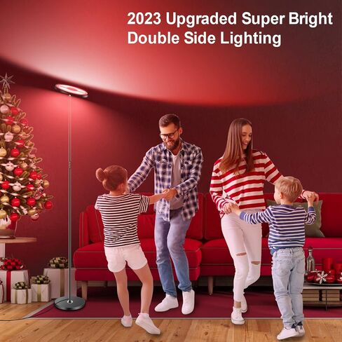 Upgraded 30W Smart Floor Lamp Compatible with Alexa, 2 in 1 Color Changing RGB and White Light LED Lamp, Double Side Lighting Dimmable Modern Tall Stand Lamp for Living Room Bedroom Office in Saudi Arabia