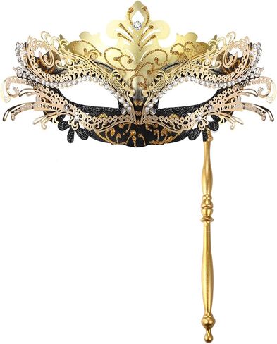 OIDEA Women's Masquerade Mask with Stick: Rhinestones Deecorations Mardi Gras Venetian Mask Carnival Party Costume Ball Mask in Kuwait