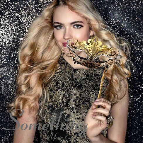 OIDEA Women's Masquerade Mask with Stick: Rhinestones Deecorations Mardi Gras Venetian Mask Carnival Party Costume Ball Mask in Kuwait