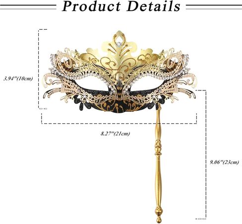 OIDEA Women's Masquerade Mask with Stick: Rhinestones Deecorations Mardi Gras Venetian Mask Carnival Party Costume Ball Mask in Kuwait