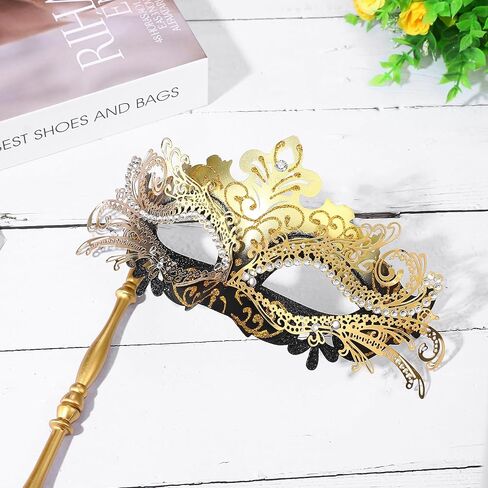 OIDEA Women's Masquerade Mask with Stick: Rhinestones Deecorations Mardi Gras Venetian Mask Carnival Party Costume Ball Mask in Kuwait