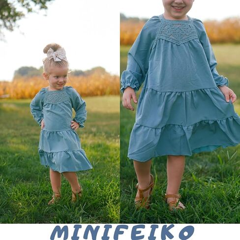 Toddler Girl Long Sleeve Dress for Fall Winter Spring in Saudi Arabia