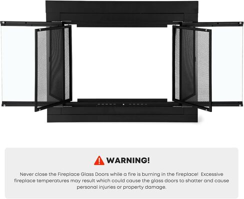 Stanbroil Fireplace Glass Bi-fold Style Door, Black Finish, Small, Decorative Fireplace Screen Door for Fireplace Accessories in Kuwait