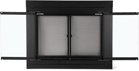 Stanbroil Fireplace Glass Bi-fold Style Door, Black Finish, Small, Decorative Fireplace Screen Door for Fireplace Accessories in Kuwait