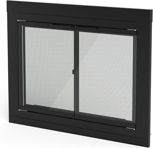 Stanbroil Fireplace Glass Bi-fold Style Door, Black Finish, Small, Decorative Fireplace Screen Door for Fireplace Accessories in Kuwait