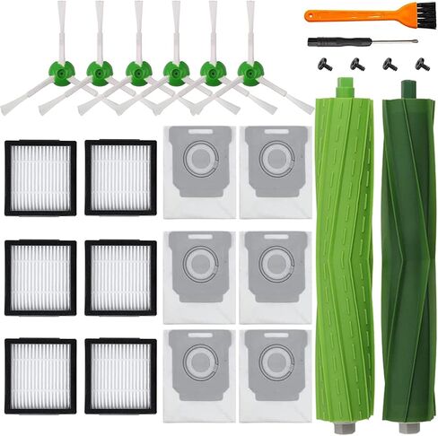Replacement Parts accessories Compatible for iRobot Roomba i3 i3+ i4 i6 i6+ i7 i7+ i8 i8+/Plus E5 E6 E7 I,E &J Series Vacuum Cleaner,1 Set Multi-Surface Rubber Brushes 4 HEPA Filters & 4 Side Brushes in Kuwait