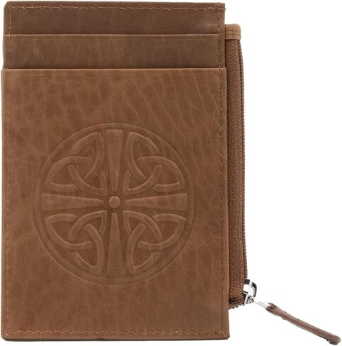 محفظة جلدية صغيرة من Briomhar Celtic Minimalist مع RFID - حامل بطاقة ائتمان مسطحة رفيعة للنساء (أحمر) in Kuwait