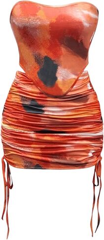 Milumia Women's 2 Piece Tie Dye Outfits Tube Top and Bodycon Skirts Set in Saudi Arabia