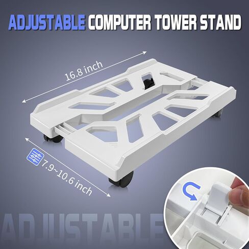 Ranslen Computer Tower Stand PC Stand, Adjustable PC Tower Stand Mobile CPU Stand for Gaming Office Mid Tower Under Desk(White) in Saudi Arabia