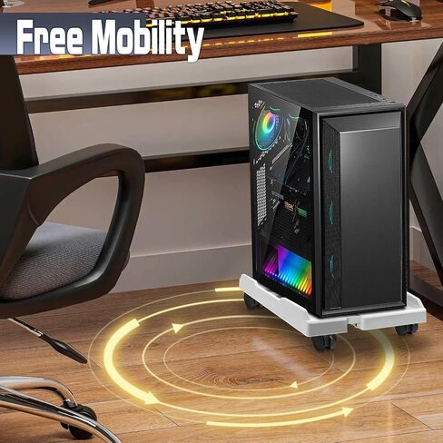Ranslen Computer Tower Stand PC Stand, Adjustable PC Tower Stand Mobile CPU Stand for Gaming Office Mid Tower Under Desk(White) in Saudi Arabia