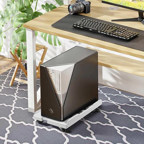 Ranslen Computer Tower Stand PC Stand, Adjustable PC Tower Stand Mobile CPU Stand for Gaming Office Mid Tower Under Desk(White) in Saudi Arabia