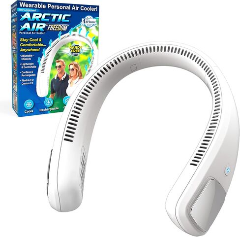 Arctic Air Freedom Ultra Neck Fan, Wearable 3-Speed Neck Cooler, Small Fan for Outdoor & Indoor Use, USB-Rechargeable Fan with 6-Hour Battery Life, Lightweight & Compact in Saudi Arabia