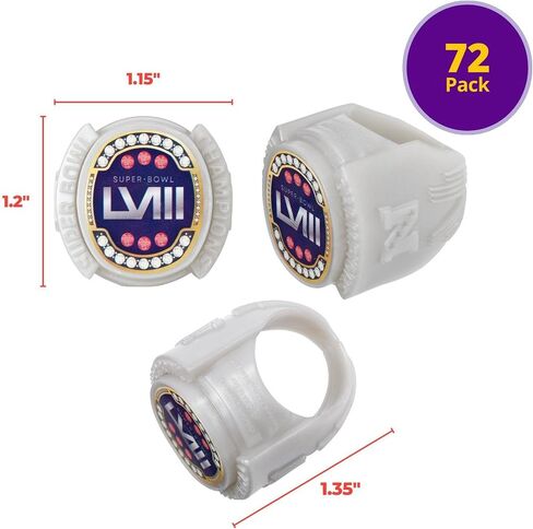 حلقات DecoPac NFL Super Bowl LVIII، ديكورات كب كيك، مرخصة رسميًا، حلقات كرة القدم، أغطية كعكة آمنة للطعام - 72 عبوة in Saudi Arabia