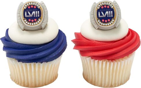 حلقات DecoPac NFL Super Bowl LVIII، ديكورات كب كيك، مرخصة رسميًا، حلقات كرة القدم، أغطية كعكة آمنة للطعام - 72 عبوة in Saudi Arabia