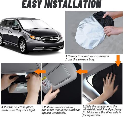 Bestview Windshield Sun Shade Compatible with 2011-2017 Honda Odyssey Mini Van Accessories, Front Window Sunshade Sun Visor Protector Block UV Rays Heat, Foldable 2 Layers 210T Material in Saudi Arabia