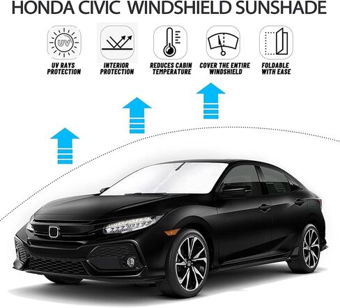 Bestview Windshield Sun Shade Compatible with 2011-2017 Honda Odyssey Mini Van Accessories, Front Window Sunshade Sun Visor Protector Block UV Rays Heat, Foldable 2 Layers 210T Material in Kuwait