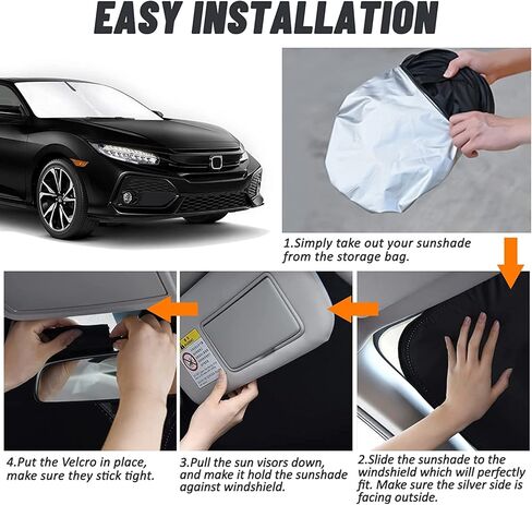 Bestview Windshield Sun Shade Compatible with 2011-2017 Honda Odyssey Mini Van Accessories, Front Window Sunshade Sun Visor Protector Block UV Rays Heat, Foldable 2 Layers 210T Material in Kuwait