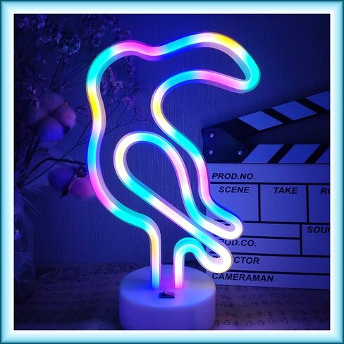 2 Packs Decoration Neon Signs Light Pink Flamingo and Green Palm Tree Neon Wall Decor Lights USB/Battery Powered Neon Lights for Bedroom Girls Kids Birthday Party Christmas (Flamingo&Palm Tree) in Kuwait
