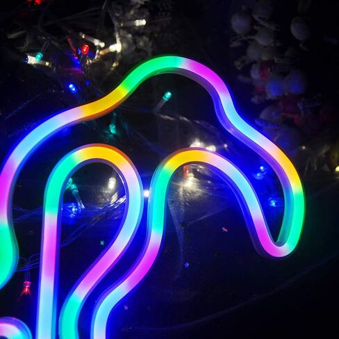 2 Packs Decoration Neon Signs Light Pink Flamingo and Green Palm Tree Neon Wall Decor Lights USB/Battery Powered Neon Lights for Bedroom Girls Kids Birthday Party Christmas (Flamingo&Palm Tree) in Kuwait