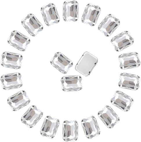 Sew on Rhinestones Dropower 67PCS 13 × 18 mm Rectangle Shape Glass Jewels Flat Back Crystal Gem Kit with Metal Sewing Claw for Craft, Clothes, Shoes, Costume, Dress, Garments Crystal Clear in Kuwait