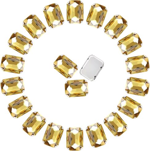 Sew on Rhinestones Dropower 67PCS 13 × 18 mm Rectangle Shape Glass Jewels Flat Back Crystal Gem Kit with Metal Sewing Claw for Craft, Clothes, Shoes, Costume, Dress, Garments Crystal Clear in Kuwait