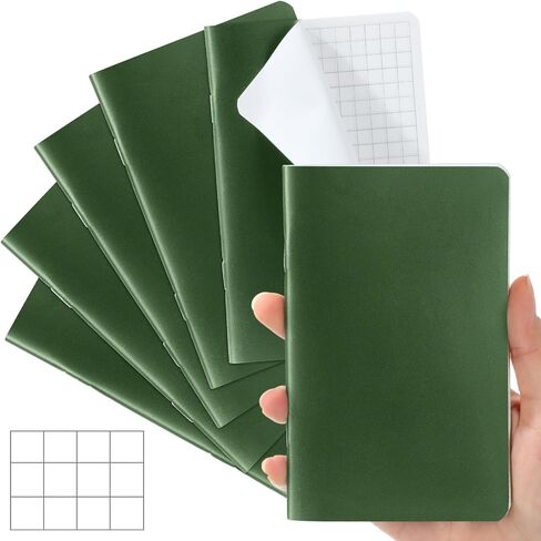 Qilery 6 Pack Waterproof Notebook 3.5"x5.5" Weatherproof Pocket Notepad Small All Weather Paper Notebook for Police Memo Pad for Outdoor Taking Notes Journal Office School(Grid,Green) in Saudi Arabia