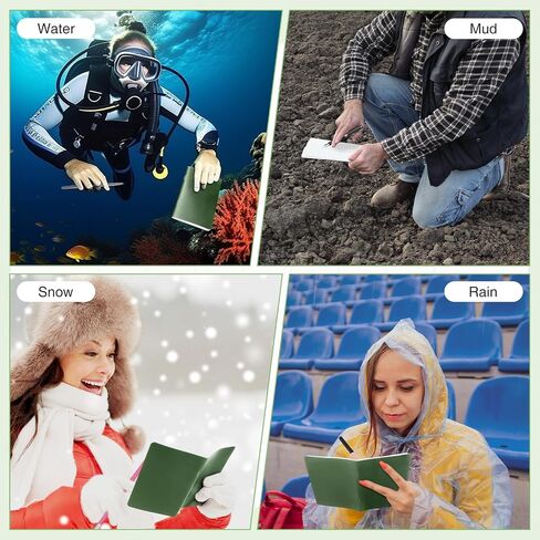 Qilery 6 Pack Waterproof Notebook 3.5"x5.5" Weatherproof Pocket Notepad Small All Weather Paper Notebook for Police Memo Pad for Outdoor Taking Notes Journal Office School(Grid,Green) in Saudi Arabia