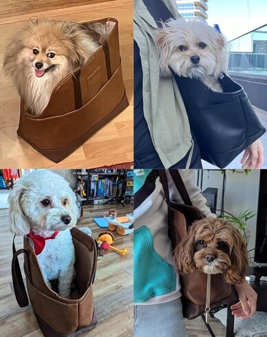 Luxury Vegan Leather Dog Carrier Purse with Comfort Cushion & Multiple Pockets - Ergonomic Pet Travel Tote Bag for Small Dogs and Puppies in Saudi Arabia