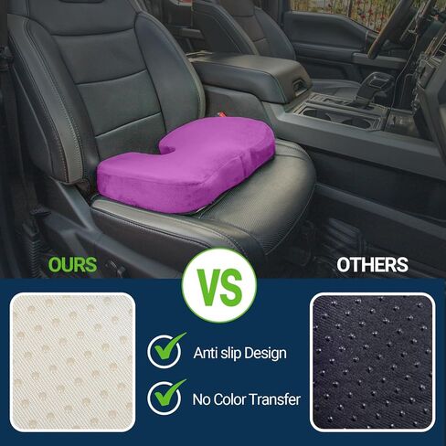 Gel Seat Cushion – Office Chair Cushion – Non-Slip Gel Memory Foam Coccyx Cushion for Tailbone Pain - Desk Chair Car Seat Cushion Driving - Sciatica Back Pain Relief, Velvet, Purple in Saudi Arabia