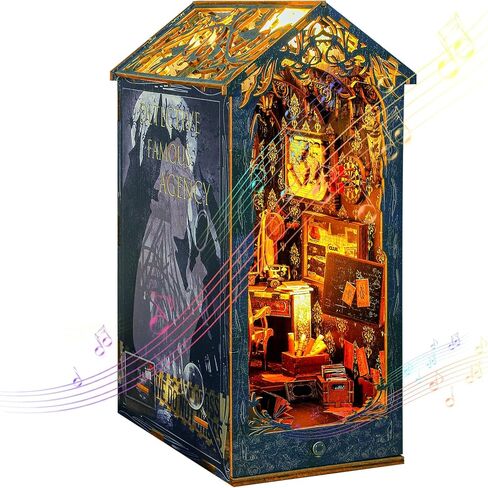 مجموعة زوايا الكتب DIY من KKUYT، مجموعة كتب مصغرة مع ضوء مستشعر وموسيقى، نهايات كتب مجمعة بشكل إبداعي لغز خشبي ثلاثي الأبعاد لديكور رف زاوية الكتب، هدايا العيد للبالغين والمراهقين in Kuwait