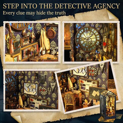 مجموعة زوايا الكتب DIY من KKUYT، مجموعة كتب مصغرة مع ضوء مستشعر وموسيقى، نهايات كتب مجمعة بشكل إبداعي لغز خشبي ثلاثي الأبعاد لديكور رف زاوية الكتب، هدايا العيد للبالغين والمراهقين in Kuwait