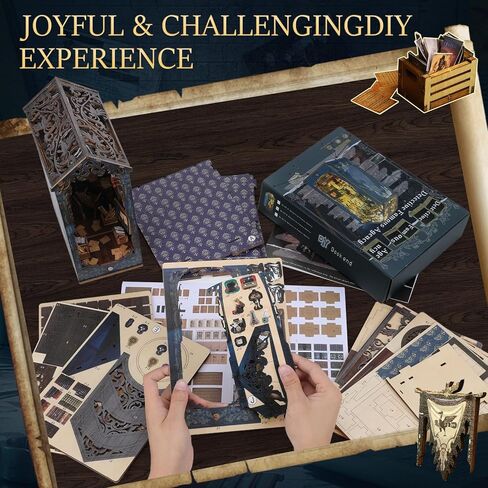 مجموعة زوايا الكتب DIY من KKUYT، مجموعة كتب مصغرة مع ضوء مستشعر وموسيقى، نهايات كتب مجمعة بشكل إبداعي لغز خشبي ثلاثي الأبعاد لديكور رف زاوية الكتب، هدايا العيد للبالغين والمراهقين in Kuwait