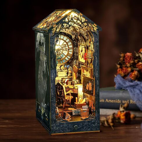 مجموعة زوايا الكتب DIY من KKUYT، مجموعة كتب مصغرة مع ضوء مستشعر وموسيقى، نهايات كتب مجمعة بشكل إبداعي لغز خشبي ثلاثي الأبعاد لديكور رف زاوية الكتب، هدايا العيد للبالغين والمراهقين in Kuwait