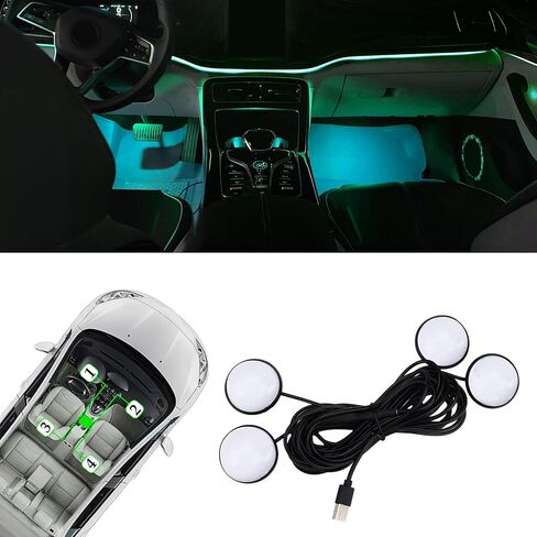 Car Interior LED Lights, Automotive Ambient Neon Light Kit with USB Port, 4 in 1 Decoration Lights for Car, Garden, Home, Party, Universal Car Interior Accessories for Wonmen & Men (Orange) in Kuwait