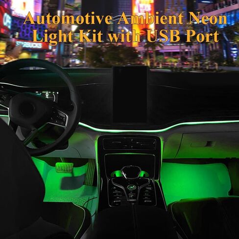 Car Interior LED Lights, Automotive Ambient Neon Light Kit with USB Port, 4 in 1 Decoration Lights for Car, Garden, Home, Party, Universal Car Interior Accessories for Wonmen & Men (Orange) in Kuwait