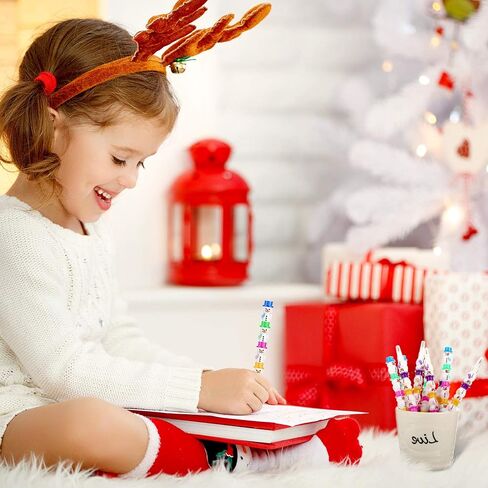 Outus 40 Pieces Christmas Snowman Pencils Stackable Pencils Stacking Snowman Pencils 5 In 1 Snowman Stackable Colored Pencils for Children Christmas Party Supplies Stationery Set in Saudi Arabia