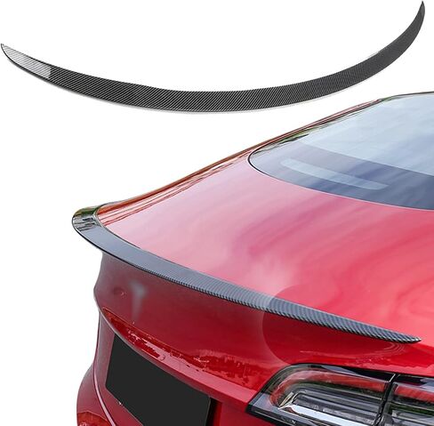 Fit Tesla Model Ｙ Spoiler Rear Spoiler Wing Lip Tail Trunk Spoiler Cover Compatible with 2017-2023 2024 Tesla Model Ｙ Accessories, Glossy Carbon Fiber in Kuwait